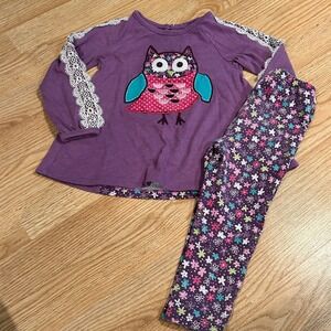 Kids Headquarters Purple Owl Applique Outfit Set Girls Size 3T Cute